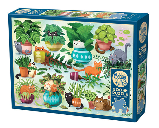 Cats vs. Plants 500 Piece Jigsaw Puzzle by Cobble Hill - 1