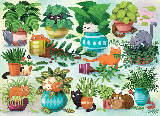 Cats vs. Plants 500 Piece Jigsaw Puzzle by Cobble Hill - 2