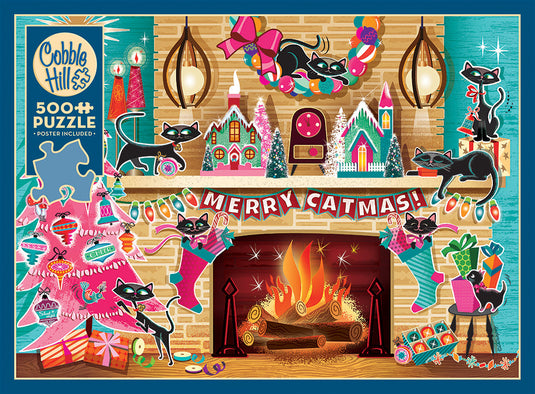Merry Catmas 500 Piece Jigsaw Puzzle by Cobble Hill - 4