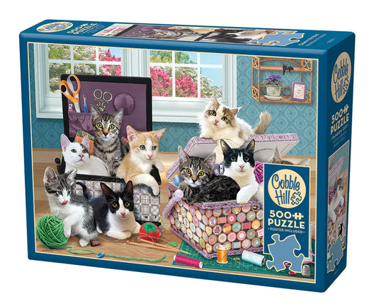 Crafty Kittens 500 Piece Jigsaw Puzzle by Cobble Hill - 1