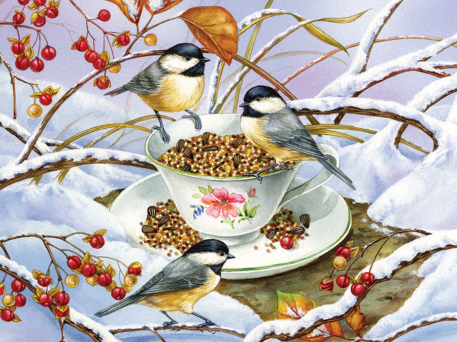 Chickadee Tea 275 (Easy Handling) Piece Jigsaw Puzzle by Cobble Hill