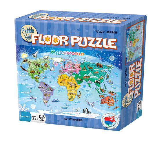 Map of the World 48 Piece Floor Jigsaw Puzzle by Cobble Hill - 1