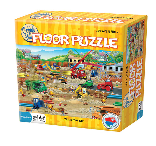 Construction Zone 36 Piece Floor Jigsaw Puzzle by Cobble Hill - 1