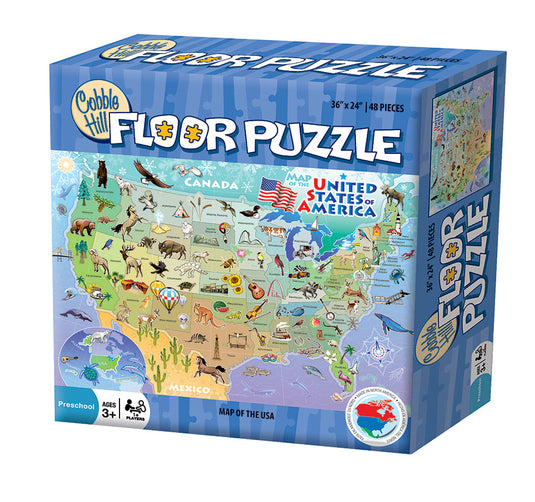 Map of the USA 48 Piece Floor Jigsaw Puzzle by Cobble Hill - 1