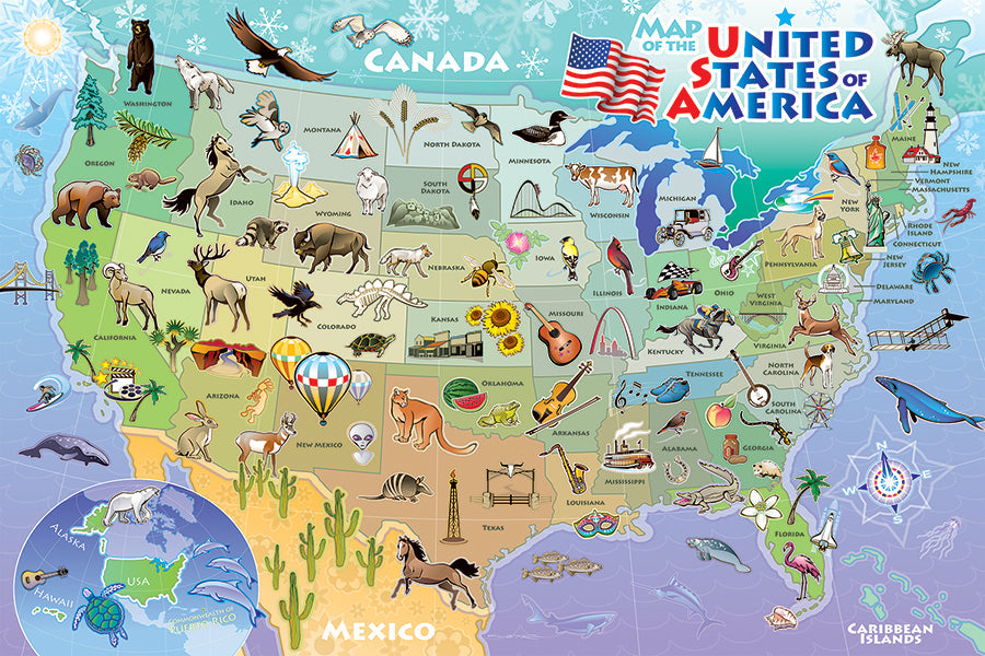 Map of the USA 48 Piece Floor Jigsaw Puzzle by Cobble Hill