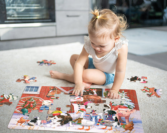 Festive Farmyard Greetings (35pc) 35 Piece Jigsaw Puzzle by Cobble Hill