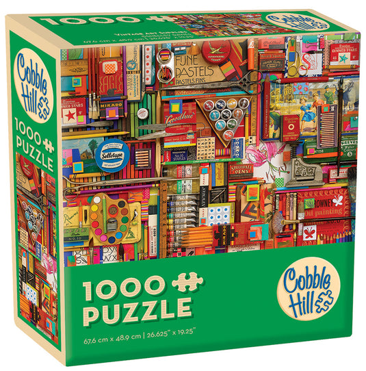 Vintage Art Supplies 1000 Piece Modular Jigsaw Puzzle by Cobble Hill - 1