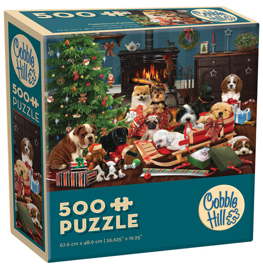 Christmas Puppies 500 Piece Modular Jigsaw Puzzle by Cobble Hill - 1