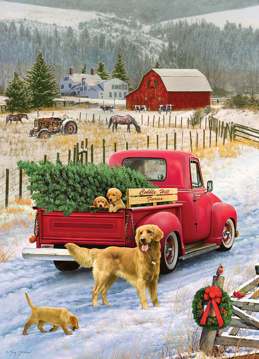 Christmas on the Farm 1000 Piece Modular Jigsaw Puzzle by Cobble Hill - 2