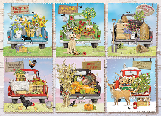 Farmer's Market Trucks 1000 Piece Modular Jigsaw Puzzle by Cobble Hill - 2