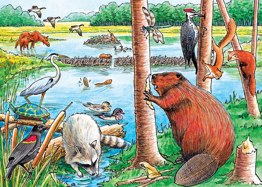 The Beaver Pond 35 Piece Tray Jigsaw Puzzle by Cobble Hill - 1