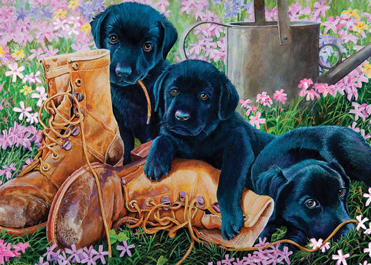 Black Lab Puppies 35 Piece Tray Jigsaw Puzzle by Cobble Hill - 1