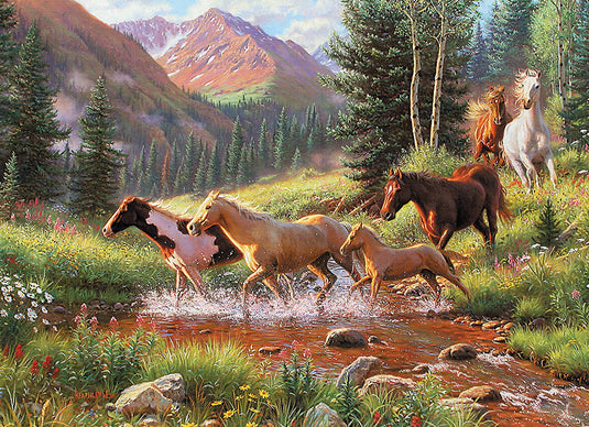 Horse Stream 35 Piece Tray Jigsaw Puzzle by Cobble Hill - 1