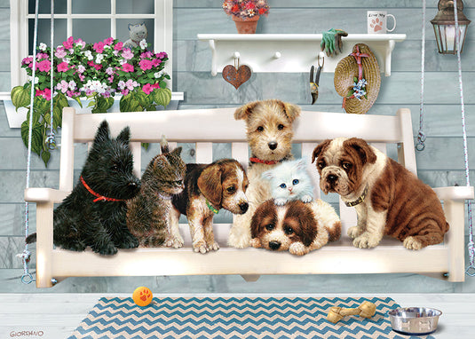 Porch Swing Buddies 35 Piece Tray Jigsaw Puzzle by Cobble Hill - 1