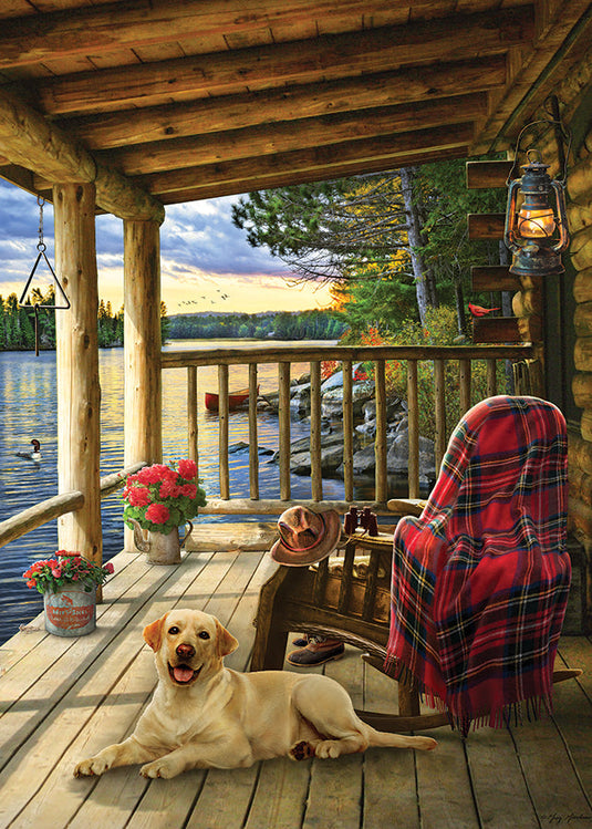 Lake Cabin Labrador 35 Piece Tray Jigsaw Puzzle by Cobble Hill - 1