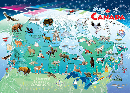 Canada Map 35 Piece Tray Jigsaw Puzzle by Cobble Hill - 1