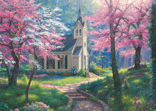 Cherry Blossom Chapel 35 Piece Tray Jigsaw Puzzle by Cobble Hill - 1