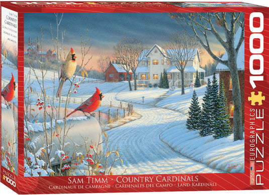 Country Cardinals 1000 Piece Jigsaw Puzzle by Eurographics - 1