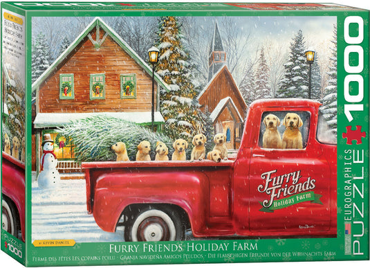 Furry Friends Holiday Farm 1000 Piece Jigsaw Puzzle by Eurographics - 1