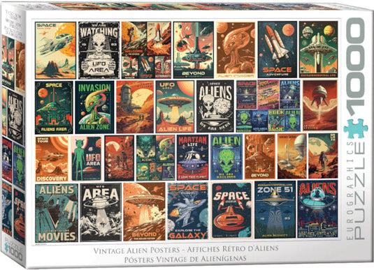 Vintage Alien Posters 1000 Piece Jigsaw Puzzle by Eurographics - 1