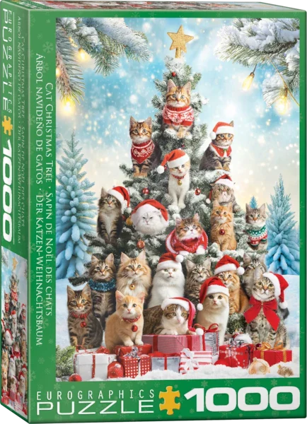 Christmas Tree Cats 1000 Piece Jigsaw Puzzle by Eurographics - 1