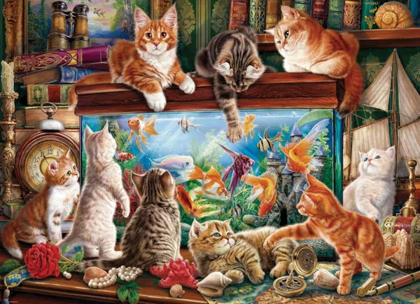 Cats by the Aquarium 1000 Piece Jigsaw Puzzle by Eurographics