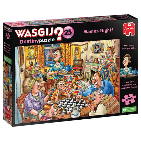 Wasgij Destiny #25: Games Night! 1000 Piece Jigsaw Puzzle by Jumbo - 1