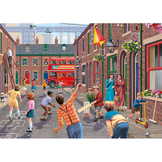 Playing in the Street 2x 500 Piece Jigsaw Puzzle by Falcon - 2