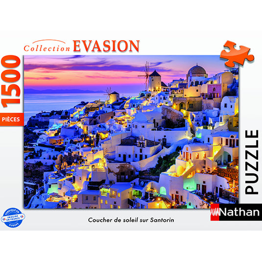 Coucher De Soleil Sur Santorin 1500 Piece Jigsaw Puzzle by Nathan - 1