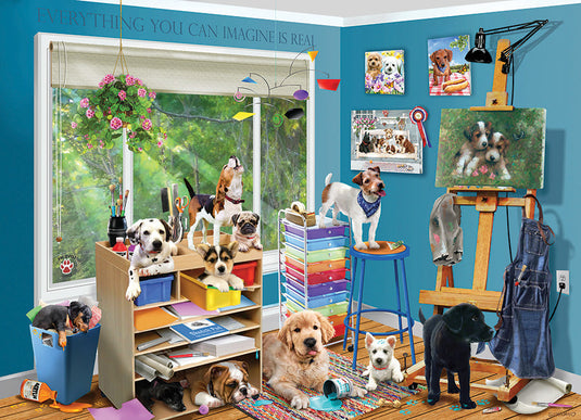 Studio Pups 1000 Piece Jigsaw Puzzle by Cobble Hill - 2