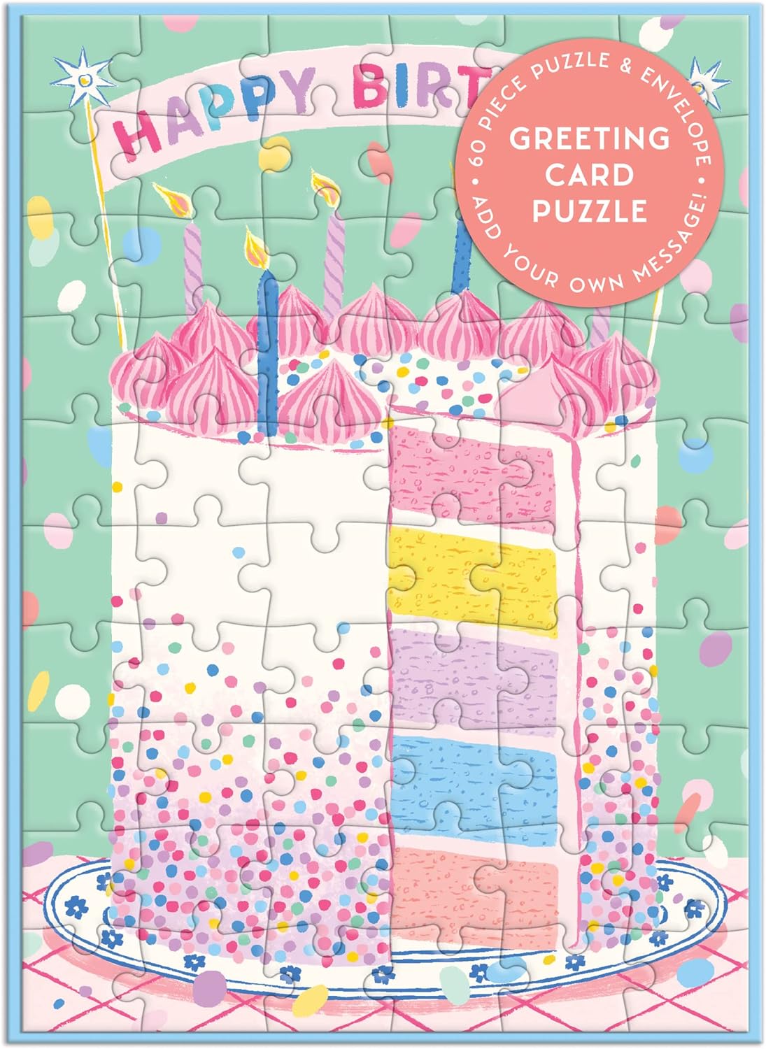 Confetti Birthday Cake Greeting Card Puzzle by Galison