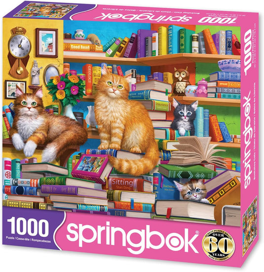 Bookshop Cats 1000 Piece Jigsaw Puzzle by Springbok - 1