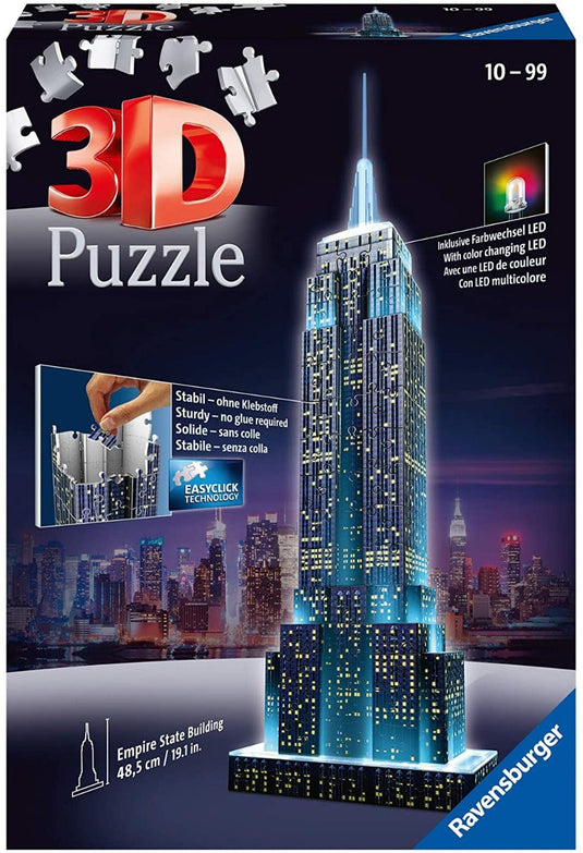 Empire State Building: Night Edition 216 Piece 3D Jigsaw Puzzle by Ravensburger - 2