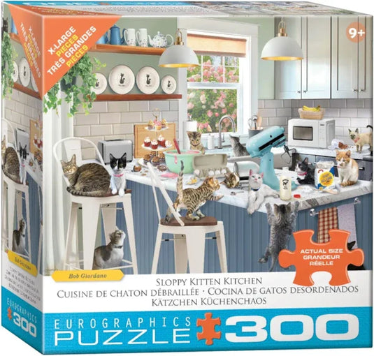 Sloppy Kitten Kitchen 300 Piece Jigsaw Puzzle by Eurographics - 1
