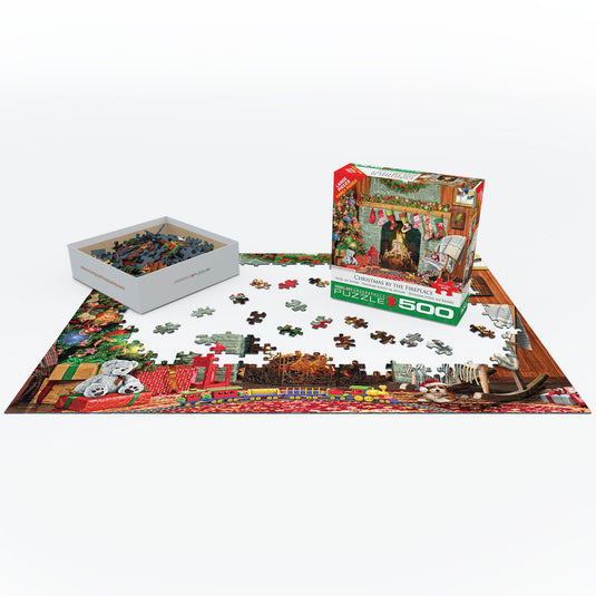 Christmas by the Fireplace 500 Piece Jigsaw Puzzle by Eurographics - 3