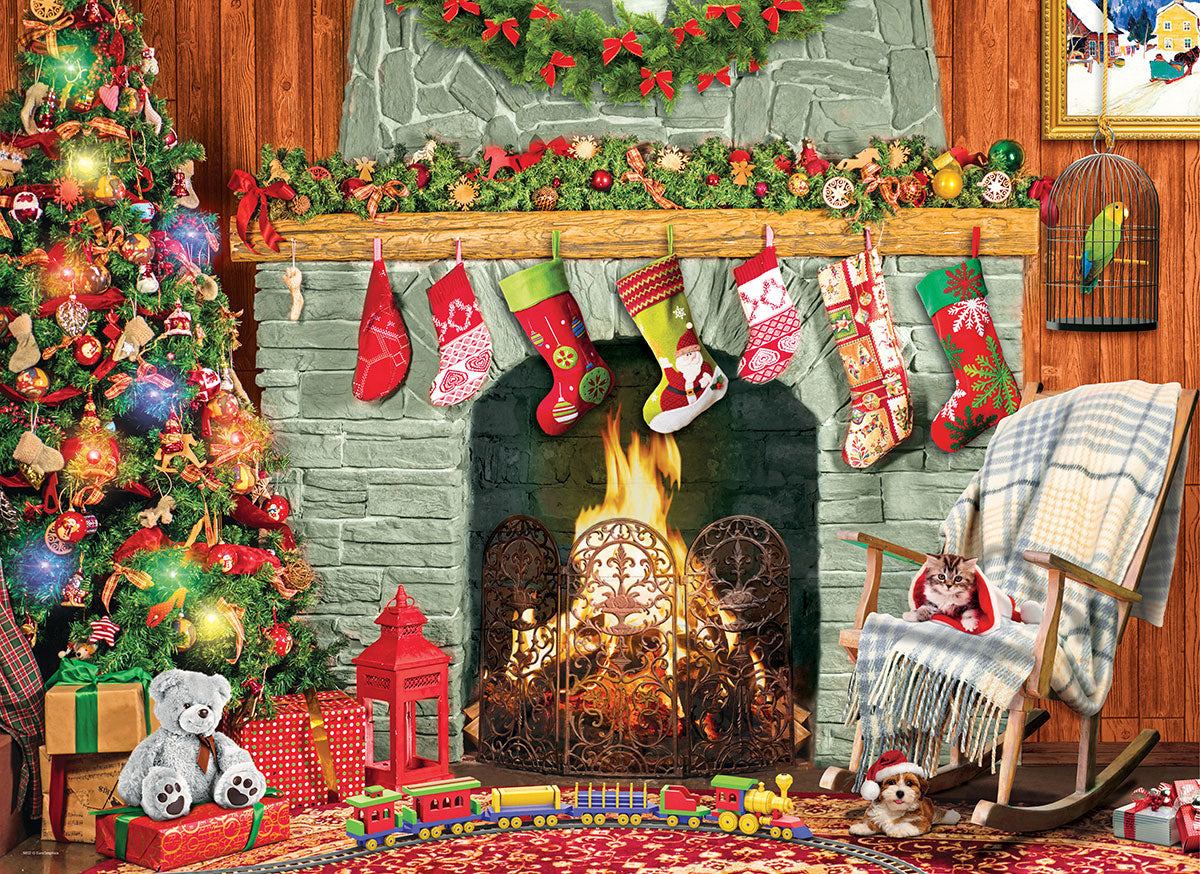 Christmas by the Fireplace 500 Piece Jigsaw Puzzle by Eurographics