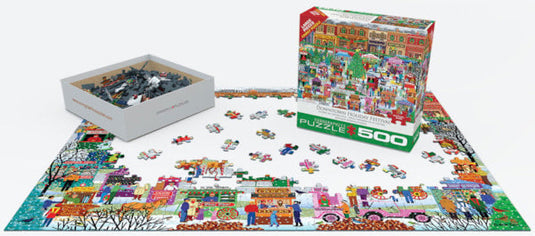 Downtown Holiday Festival 500 Piece Jigsaw Puzzle by Eurographics - 3