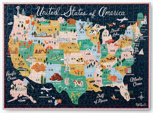 American Road Trip 500 Piece Jigsaw Puzzle by Rifle Paper Co