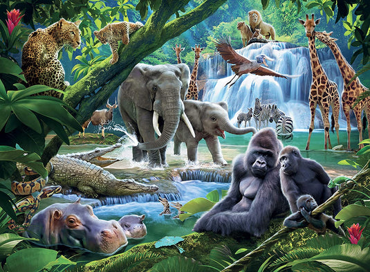 Jungle Families 100 Piece XXL Jigsaw Puzzle by Ravensburger - 1