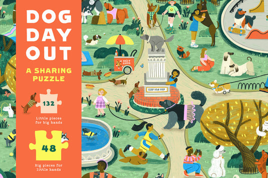 Dog Day Out Sharing 180 Piece Jigsaw Puzzle - 1