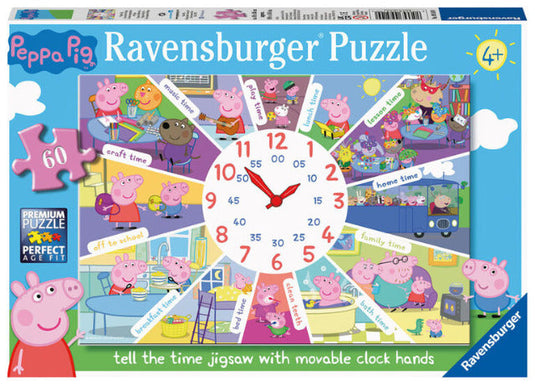 Peppa Pig Clock 60 Piece Jigsaw Puzzle by Ravensburger - 1