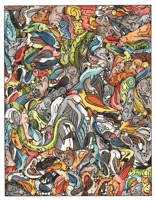 Feline Tessellation by Cedarfell 603 Piece Wooden Jigsaw Puzzle by Stumpcraft