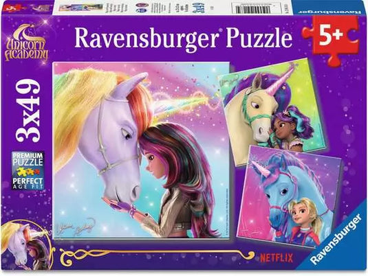 Unicorn Academy 3x49 Piece Jigsaw Puzzle by Ravensburger