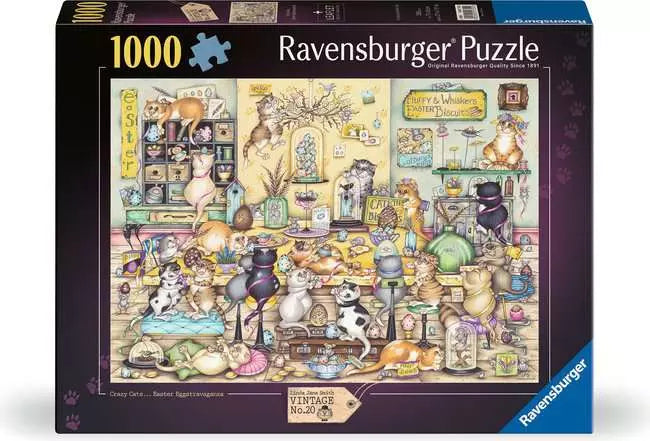 Crazy Cat's Easter Eggstravaganza 1000 Piece Jigsaw Puzzle by Ravensburger