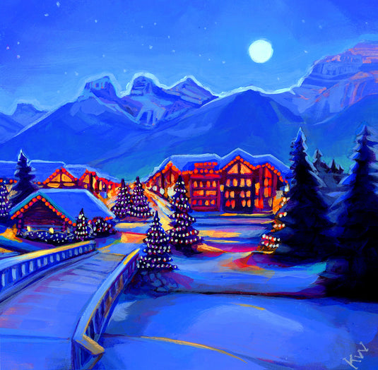 Good Night Canmore by Kat Wright 65 Piece Wooden Jigsaw Puzzle by Stumpcraft