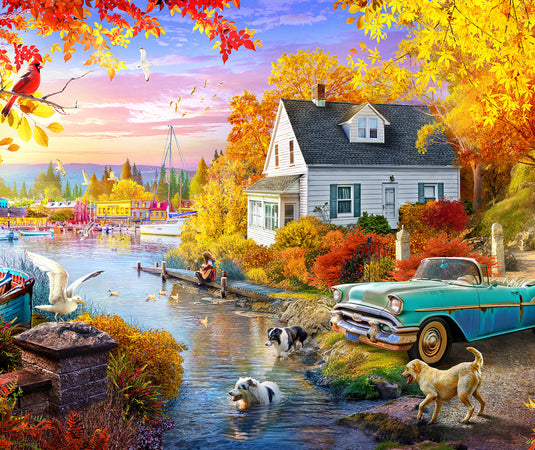 Lakeside Fall Retreat 1000 Piece Jigsaw Puzzle by Springbok - 1