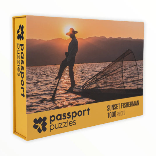 Sunset Fisherman 1000 Piece Jigsaw Puzzle by Passport Puzzles
