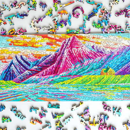 Prismatic Peaks (Waterton Lakes) by Ruolin Shi 305 Piece Wooden Jigsaw Puzzle by Stumpcraft (Copy)