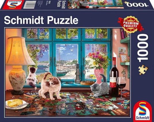 Table With Puzzle 1000 Piece Jigsaw Puzzle by Schmidt Puzzle - 1