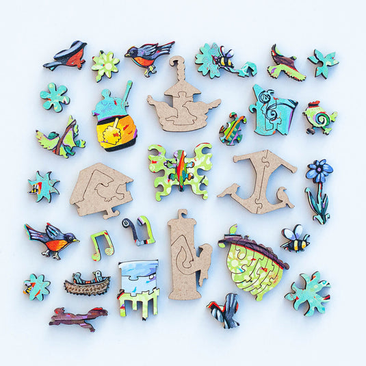 Birds & Bees by Pam Weber 284 Piece Wooden Jigsaw Puzzle by Stumpcraft